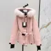 Moncel Latest classic celac cut waist ski suit Fox big fur collar #A54850