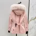 Moncel Latest classic celac cut waist ski suit Fox big fur collar #A54850