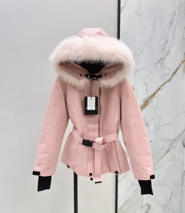 Moncel Latest classic celac cut waist ski suit Fox big fur collar #A54850
