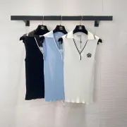 Chanel Monogram Knit Short Sleeve Crew Neck Blouse #A63660