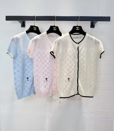 Dior Monogram Knit Short Sleeve Crew Neck Blouse #A63664