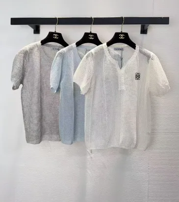 LOEWE Monogram Knit Short Sleeve Crew Neck Blouse #A63663 LOEWE Monogram Knit Short Sleeve Crew Neck Blouse #A63663