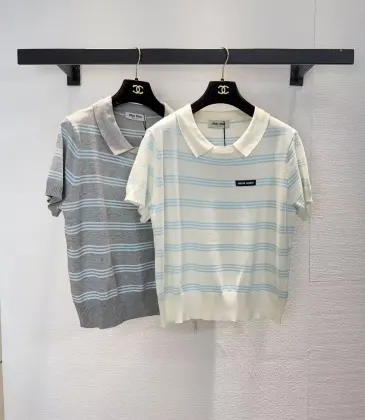 MIUMIU Monogram Knit Short Sleeve Crew Neck Blouse #A63661