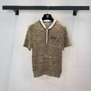 MIUMIU Monogram Knit Short Sleeve Crew Neck Blouse #A63662