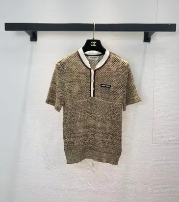 MIUMIU Monogram Knit Short Sleeve Crew Neck Blouse #A63662 MIUMIU Monogram Knit Short Sleeve Crew Neck Blouse #A63662