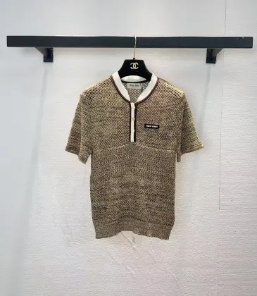 MIUMIU Monogram Knit Short Sleeve Crew Neck Blouse #A63662