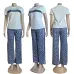 2025 On sale Women's Dior CD Pattern Top and Pants Set with Side Stripe #A47225