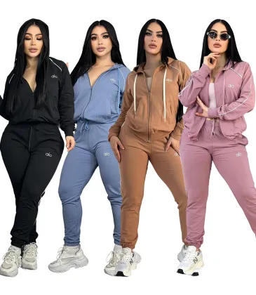 Special Offer Alo Yoga Women's Loungewear Sets Signature Logo Design in Black White with Comfortable Fit for Active Fashionistas #A58991