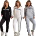 Women's Dior CD Pattern Hoodie and Pants Set with Side Stripe #A47228
