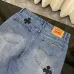 Chrome Women's Hearts classic blue black leather jeans #A48738